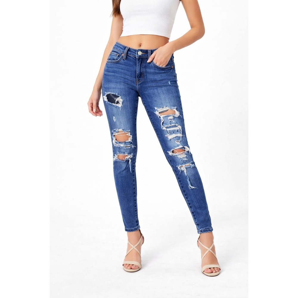 American Eagle Slouchy Distressed Mid-Rise Jeans Women's size 4 Regular